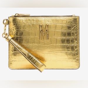 Moschino Couture Gold Croc Leather Wristlet
